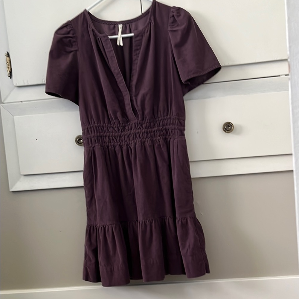 Anthropologie Purple Corduroy Somerset Dress